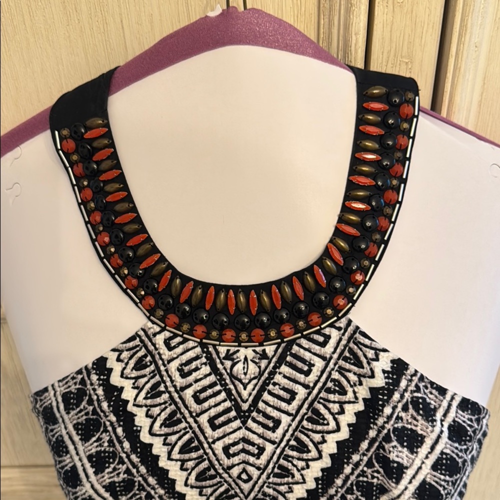 GORGEOUS Black and White halter Geometric Pattern Dress